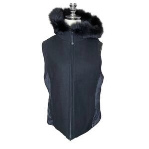 Pendleton Urban Wear Women’s L Hooded Wool Vest Detachable Fur Trim Hood Rare